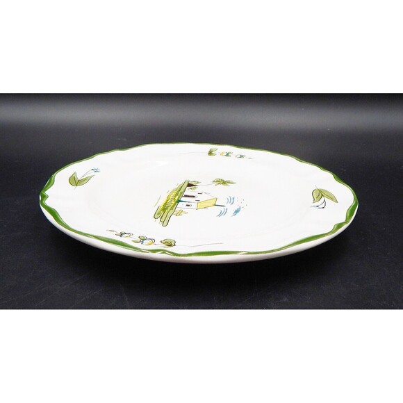 Varages France Cabanon Salad Plate Hand Painted Green Border 8.25 In Cabin Shed - Picture 3 of 9